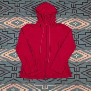 Eileen Fisher Red Organic Cotton Full Zip Hoodie Jacket Medium Cute Athleisure